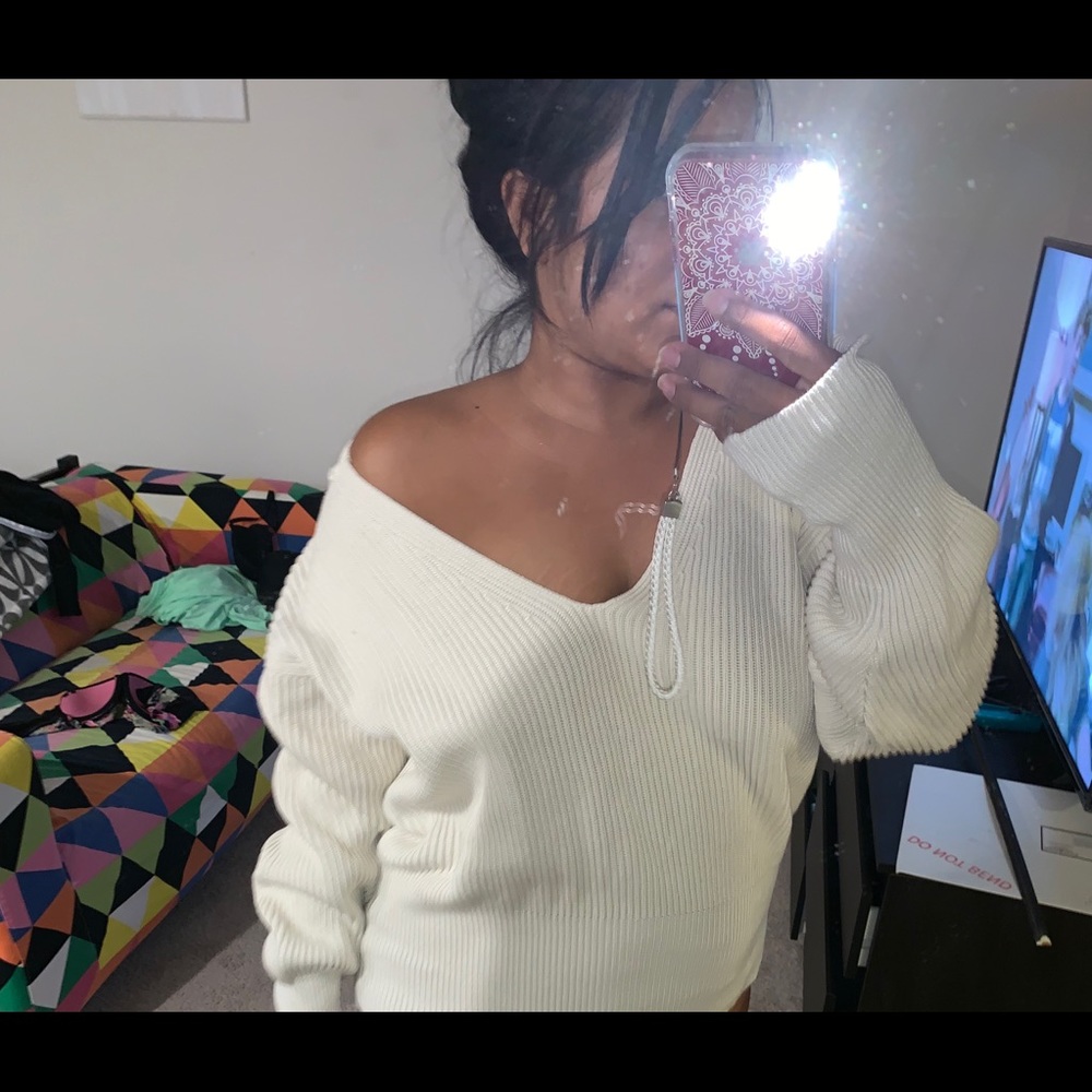 Cream colored free people chunky sweater